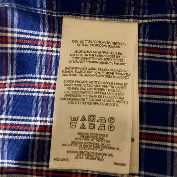Brooks Brothers Boys Button Down nwot new never worn med medium m plaid blue red - Picture 3 of 3